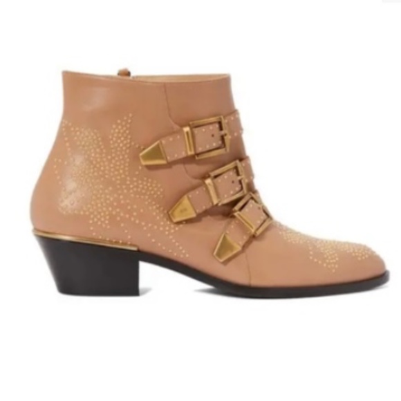 Chloe Shoes - Chloé Susanna Nude pink Studded leather Booties 38.5 new in Box